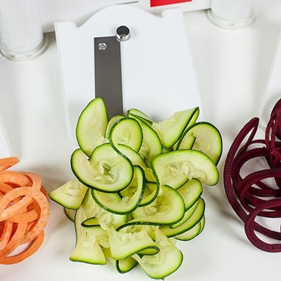 Paderno World Cuisine 3 Steel Blade Vegetable Slicer/Spiralizer, Counter-Mounted - Picture 4 of 13